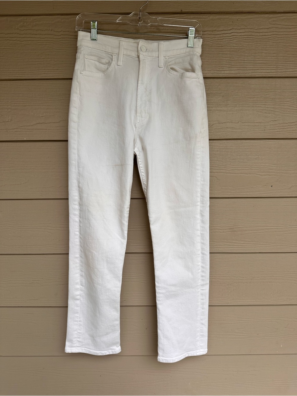 MOTHER High Waisted Rider Ankle Straight Leg White Jeans Size 27 (b1)